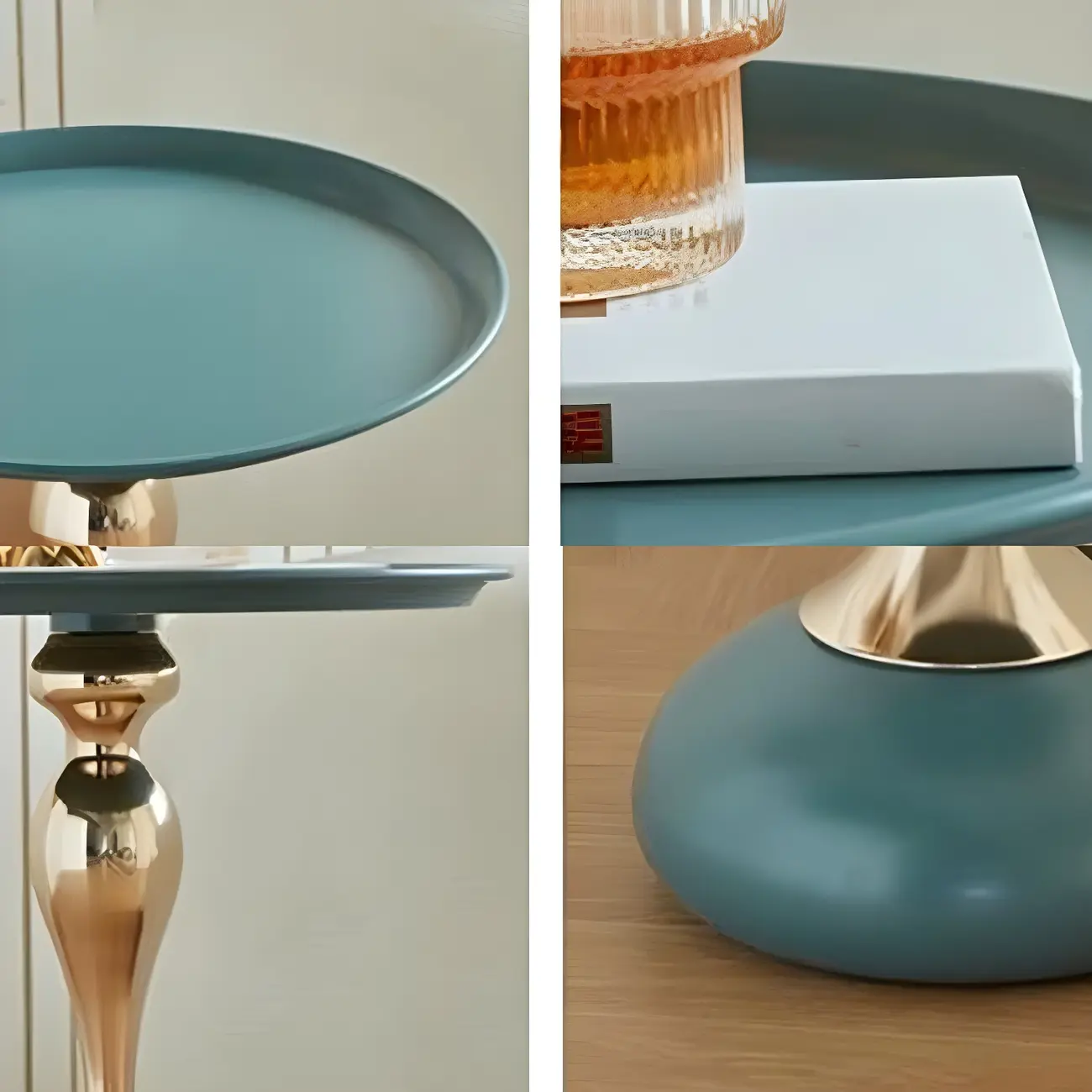 Elegant Stainless Steel Round End Table with Accent Decor Image - 12 | homeyfad