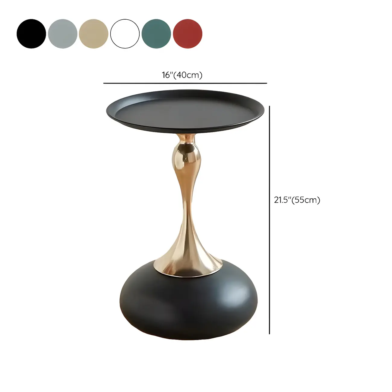 Elegant Stainless Steel Round End Table with Accent Decor #size