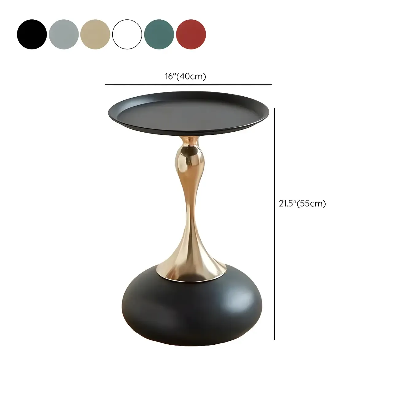 Elegant Stainless Steel Round End Table with Accent Decor #size