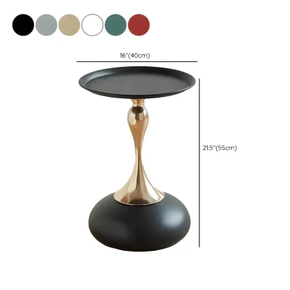 Elegant Stainless Steel Round End Table with Accent Decor #size