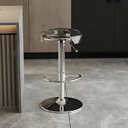Sleek Metal Clear Acrylic Swivel Adjustable Bar Stool Image - 2