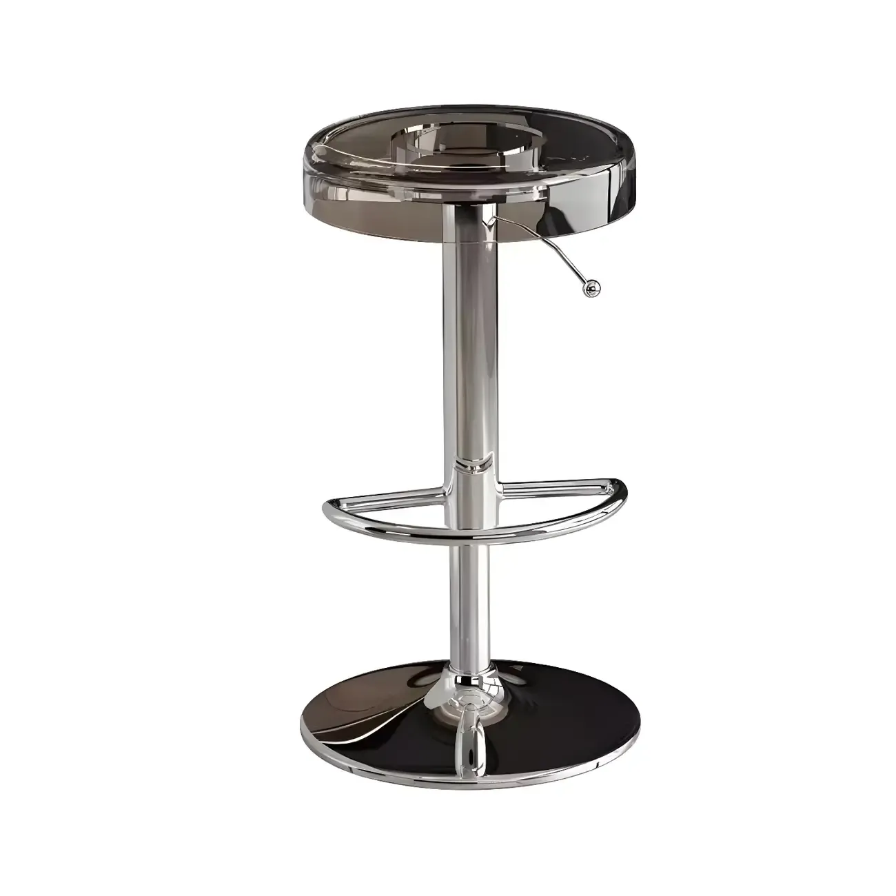 Sleek Metal Clear Acrylic Swivel Adjustable Bar Stool Image - 9