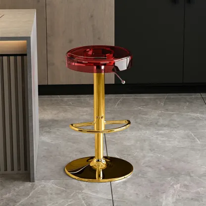 Sleek Metal Clear Acrylic Swivel Adjustable Bar Stool Image - 21