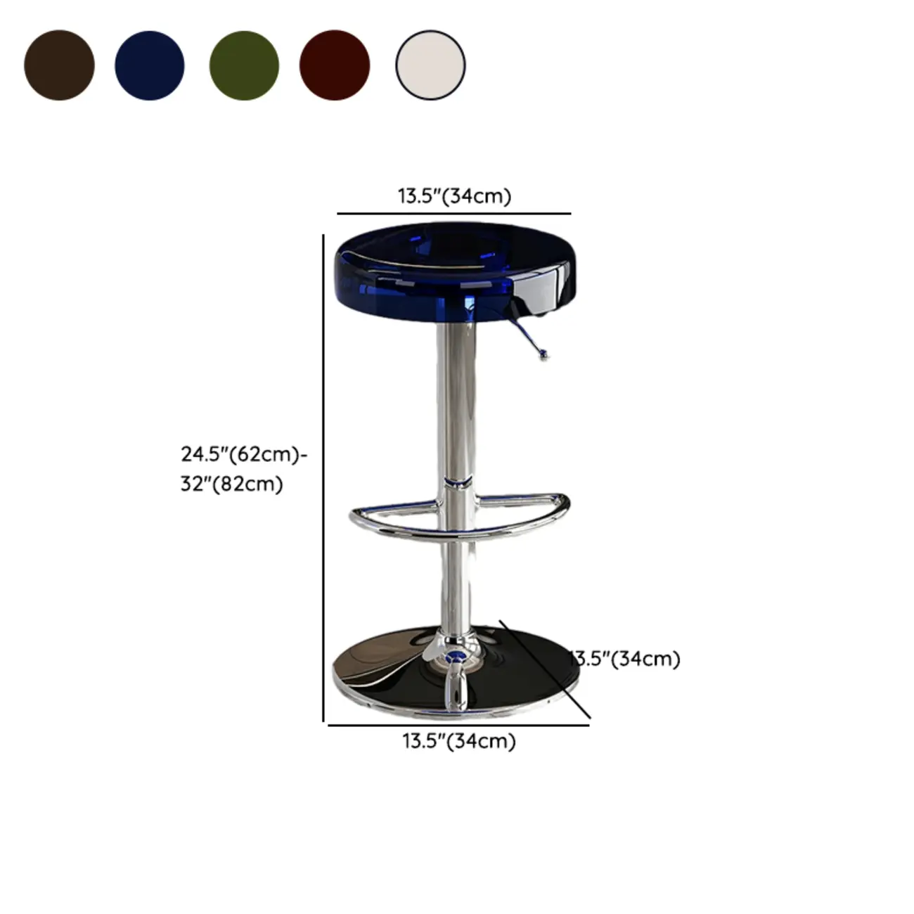 Sleek Metal Clear Acrylic Swivel Adjustable Bar Stool #size | homeyfad