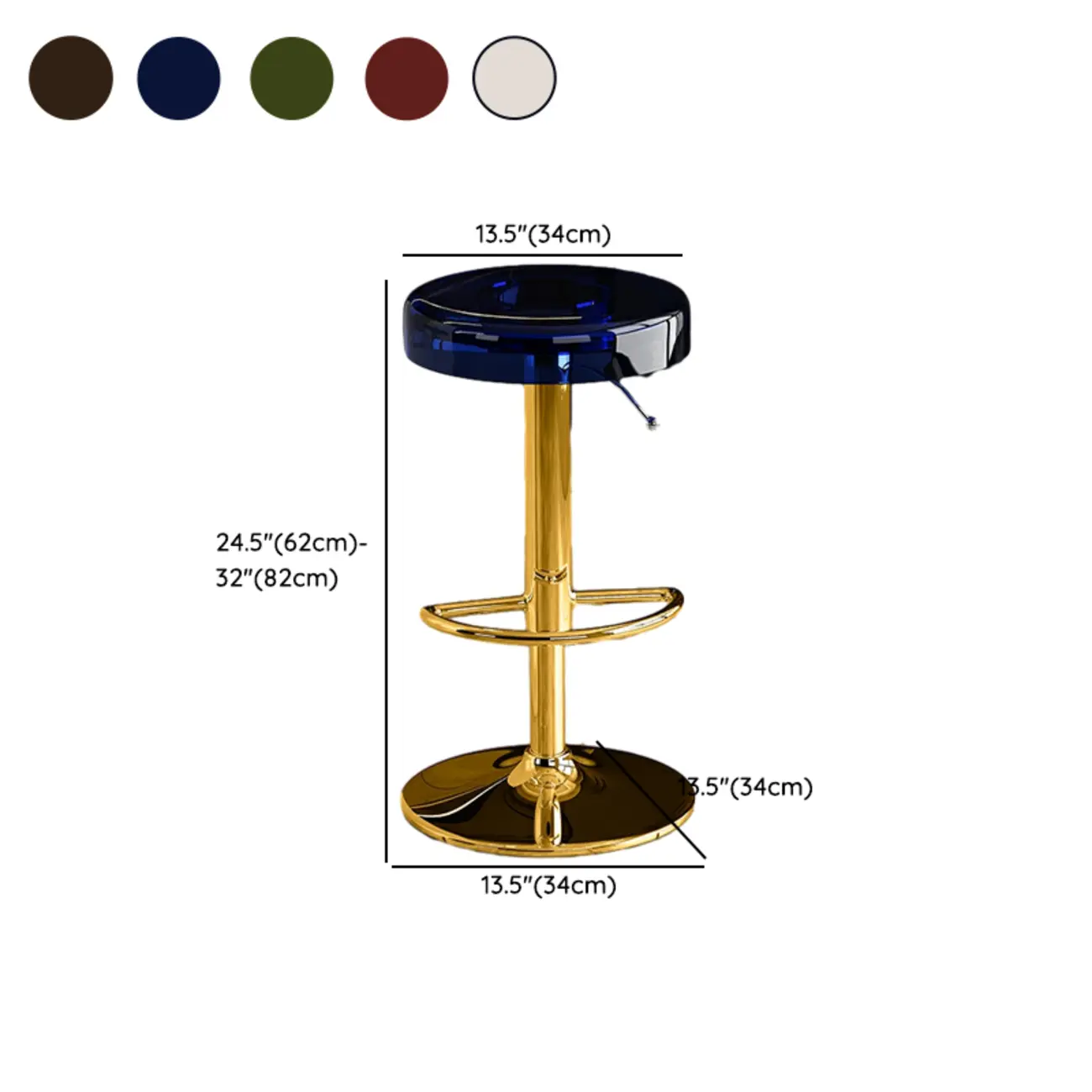 Sleek Metal Clear Acrylic Swivel Adjustable Bar Stool Image - 24 | homeyfad