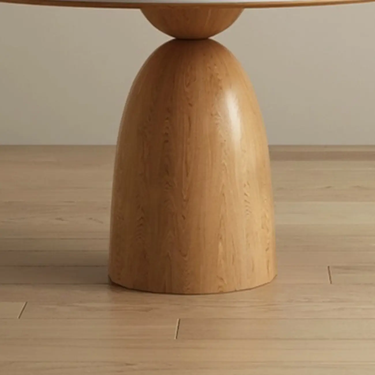 Modern White Stone Natural Wood Round Dining Table Image - 5 | homeyfad