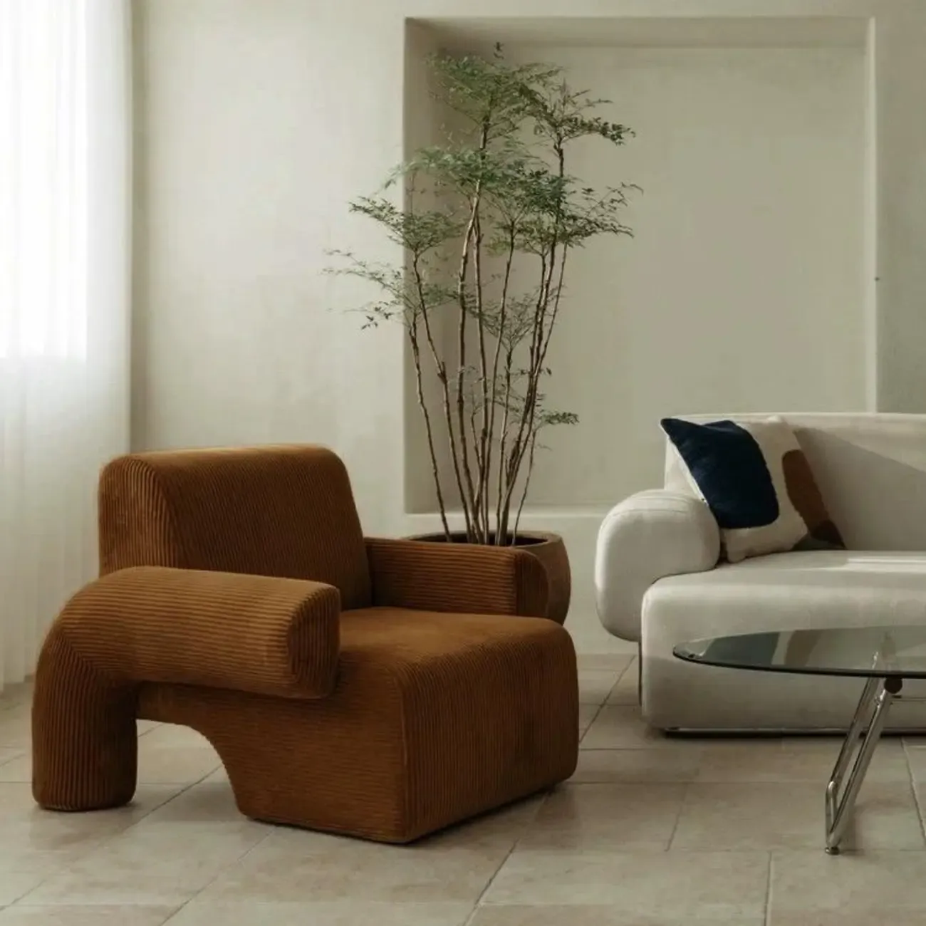 Stylish Fabric Accent Chair with Cozy Foam for Living Room Image - 2