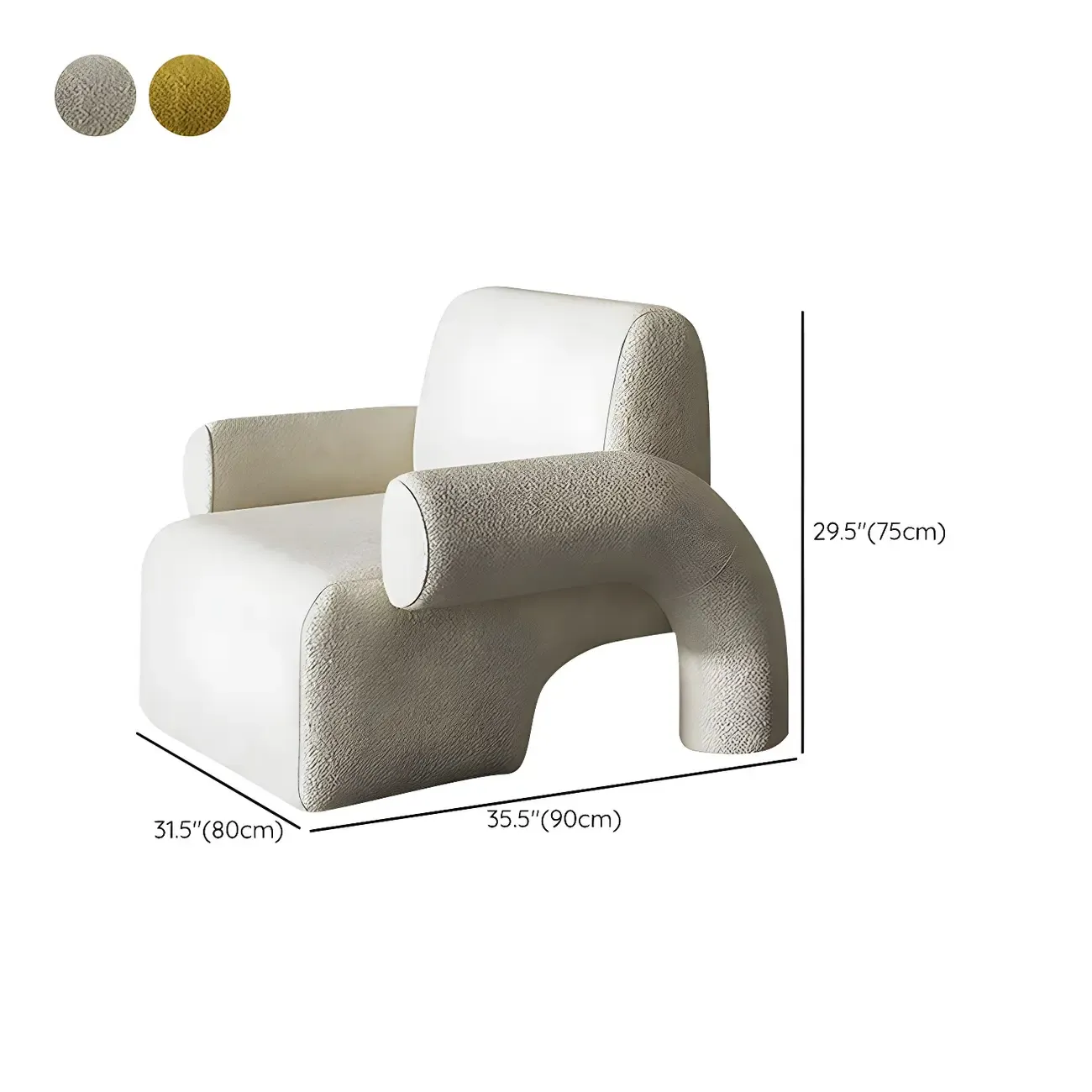 Stylish Fabric Accent Chair with Cozy Foam for Living Room #size