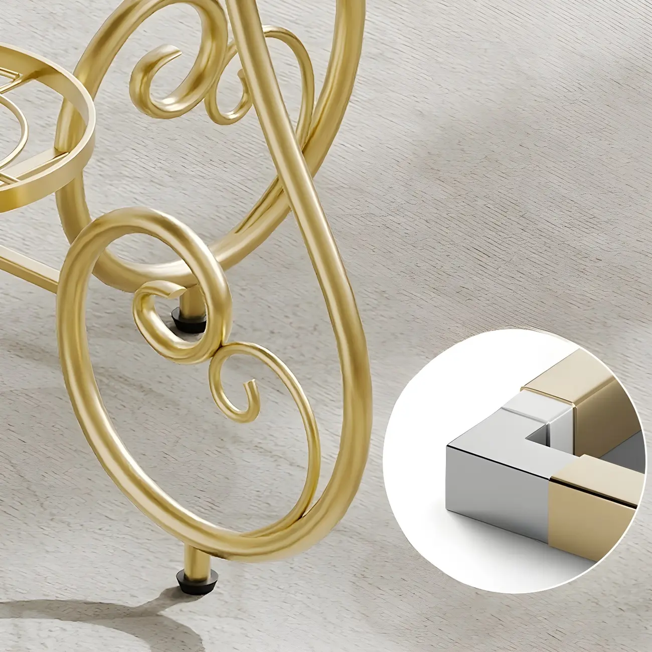 Modern Gloss Finish Steel Marble-Top Round Side Table Image - 18 | homeyfad