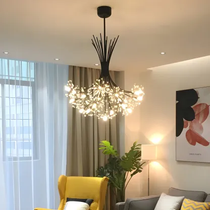 Black Crystal Floral Metal Modern Chandelier Lighting Image - 6