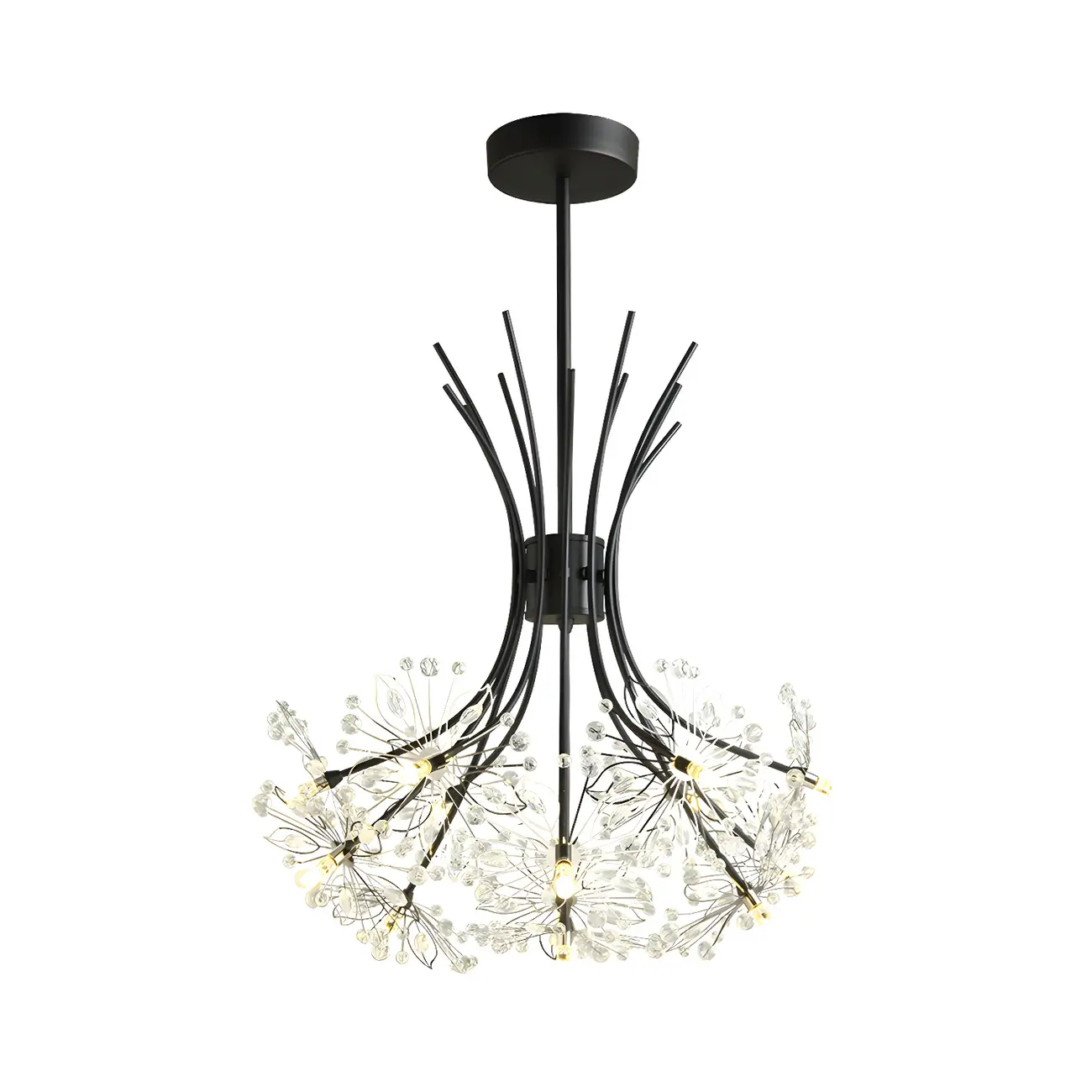 Black Crystal Floral Metal Modern Chandelier Lighting Image - 8 | homeyfad