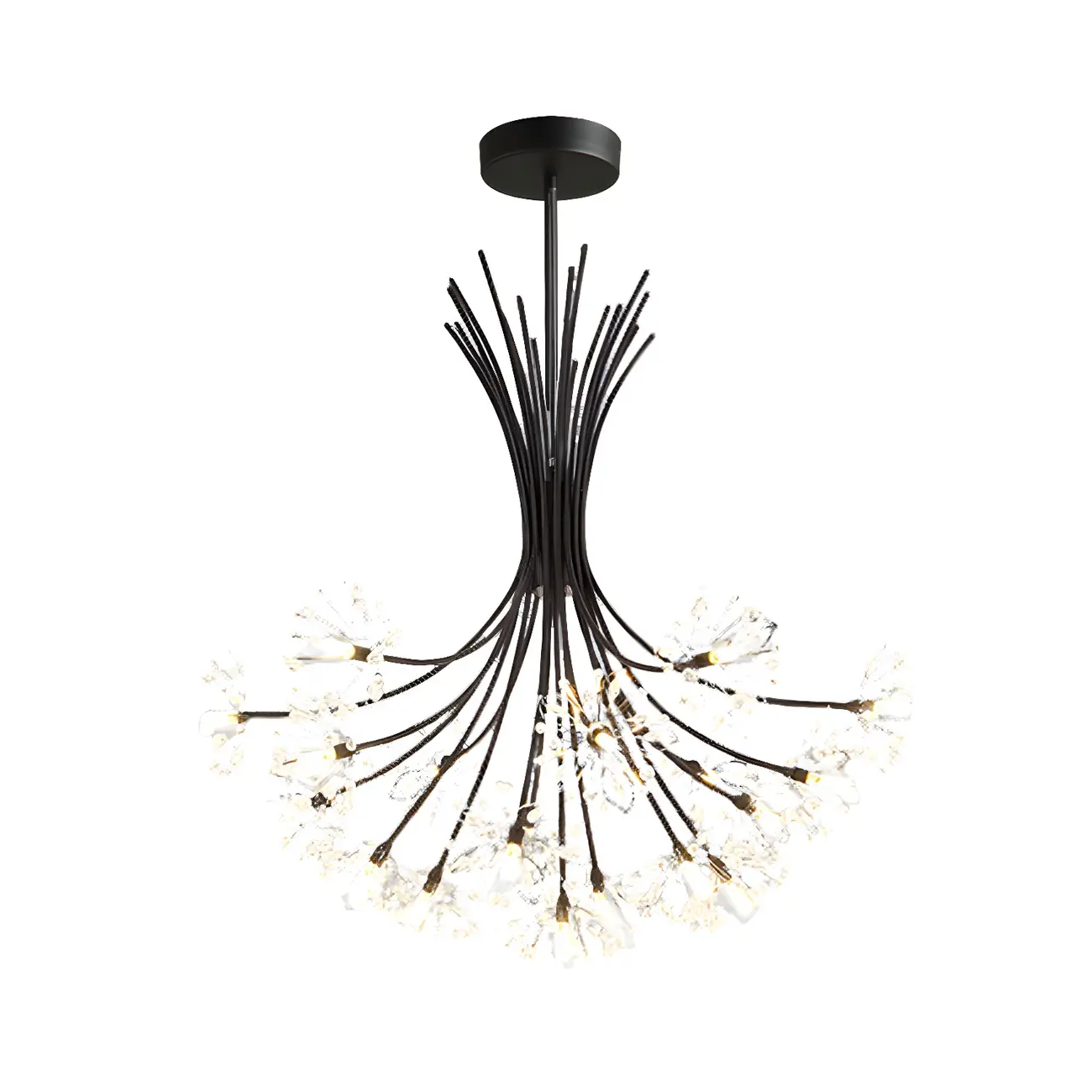Black Crystal Floral Metal Modern Chandelier Lighting Image - 11 | homeyfad