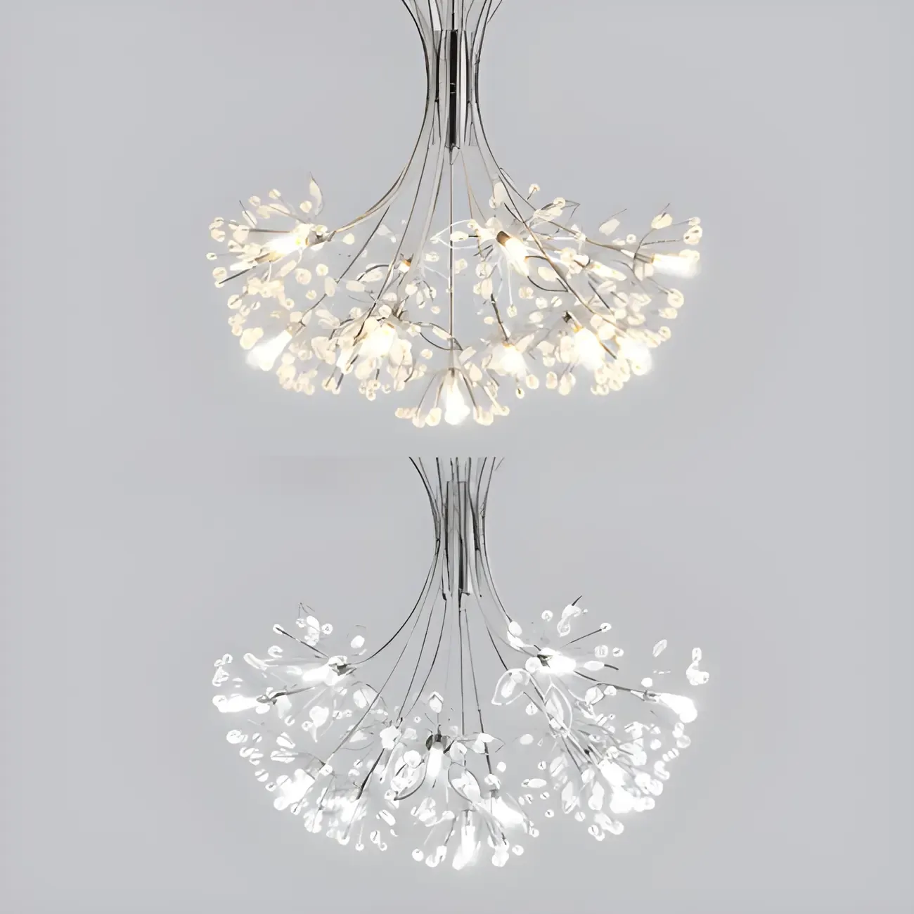Black Crystal Floral Metal Modern Chandelier Lighting Image - 14
