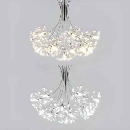 Black Crystal Floral Metal Modern Chandelier Lighting Image - 14