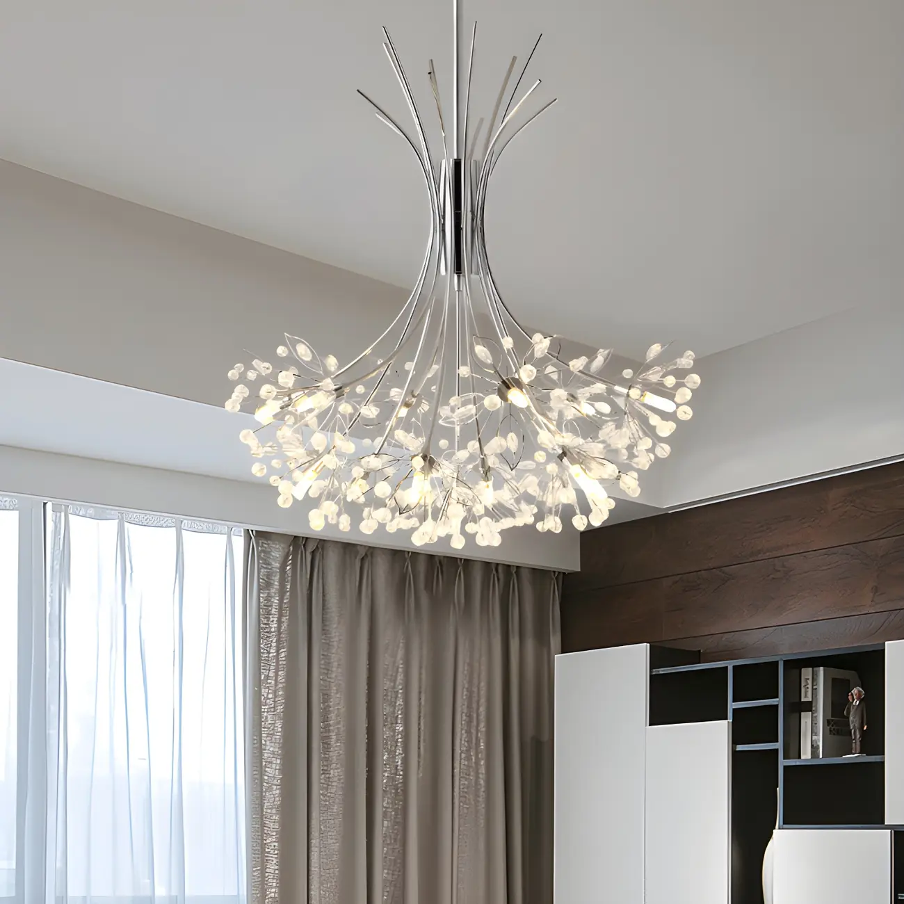 Black Crystal Floral Metal Modern Chandelier Lighting Image - 4 | homeyfad