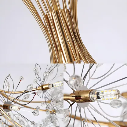 Black Crystal Floral Metal Modern Chandelier Lighting Image - 21