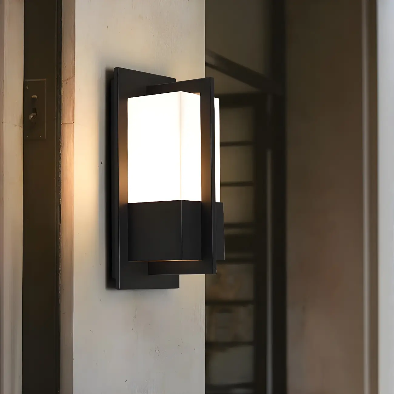 Modern Black Steel Outdoor Wall Light with Acrylic Shade Image - 1 | homeyfad