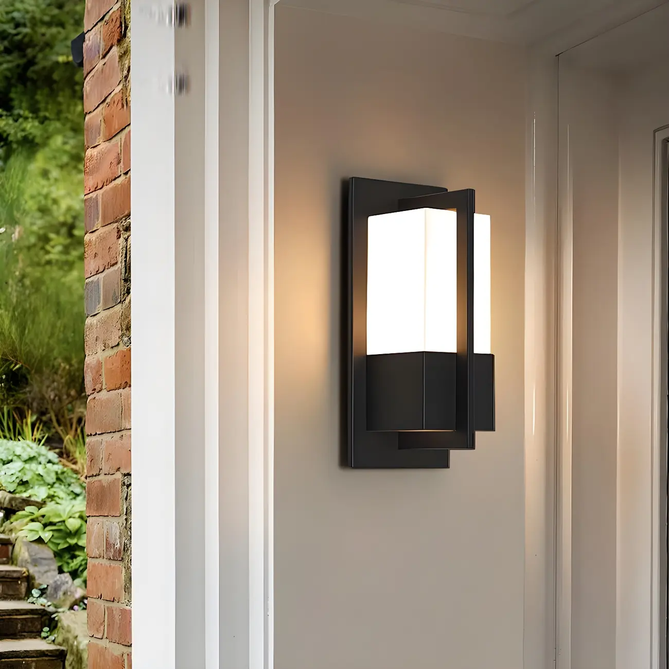Modern Black Steel Outdoor Wall Light with Acrylic Shade Image - 2 | homeyfad
