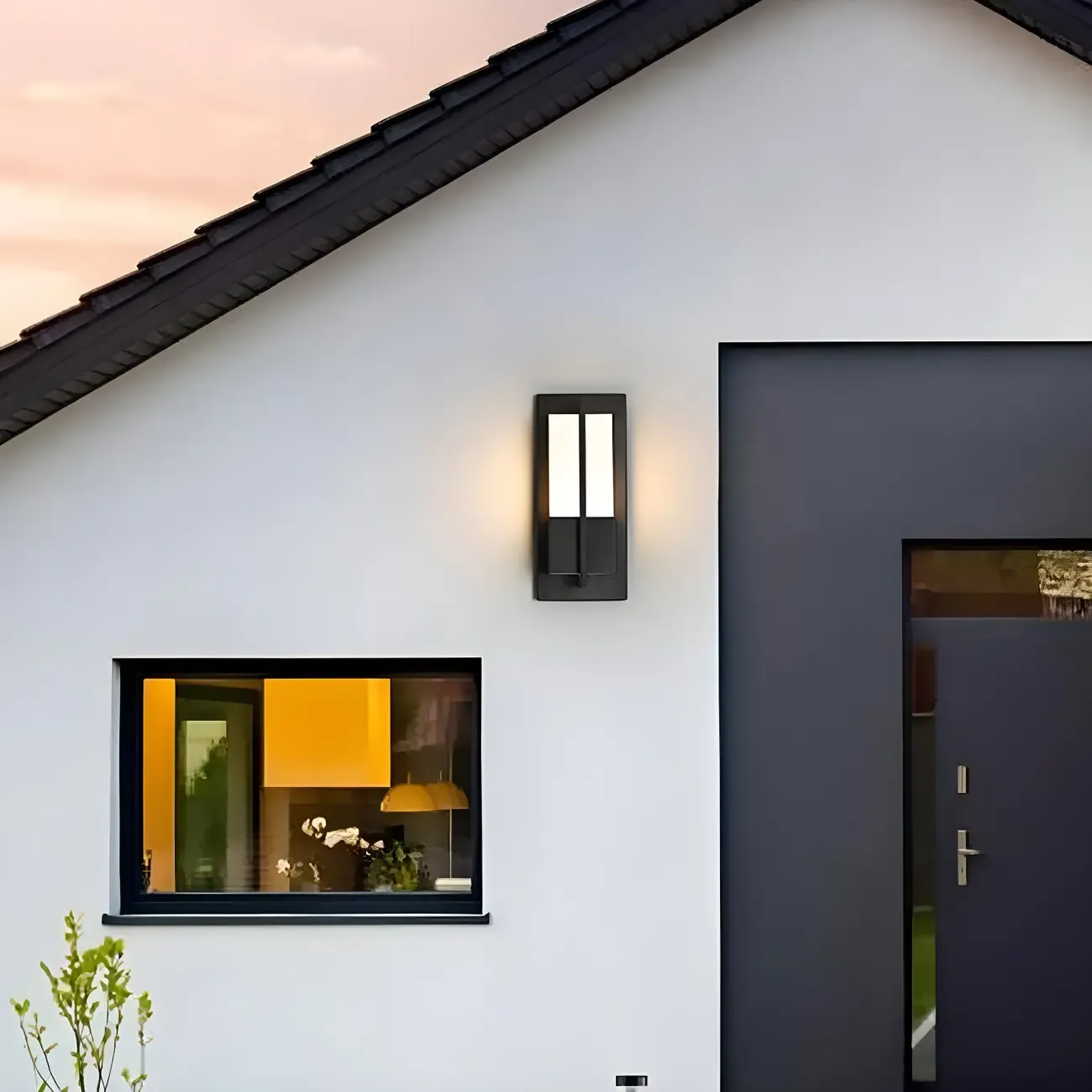 Modern Black Steel Outdoor Wall Light with Acrylic Shade Image - 3