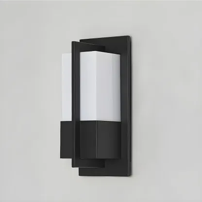 Modern Black Steel Outdoor Wall Light with Acrylic Shade Image - 6