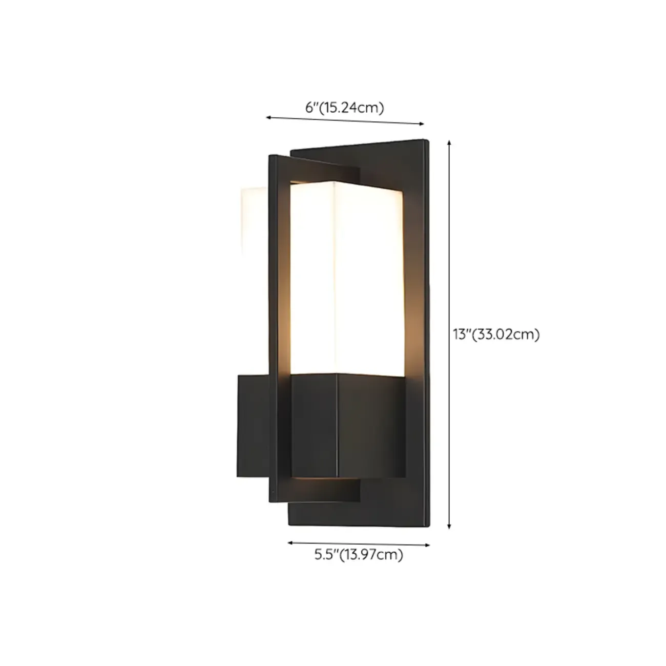 Modern Black Steel Outdoor Wall Light with Acrylic Shade #size