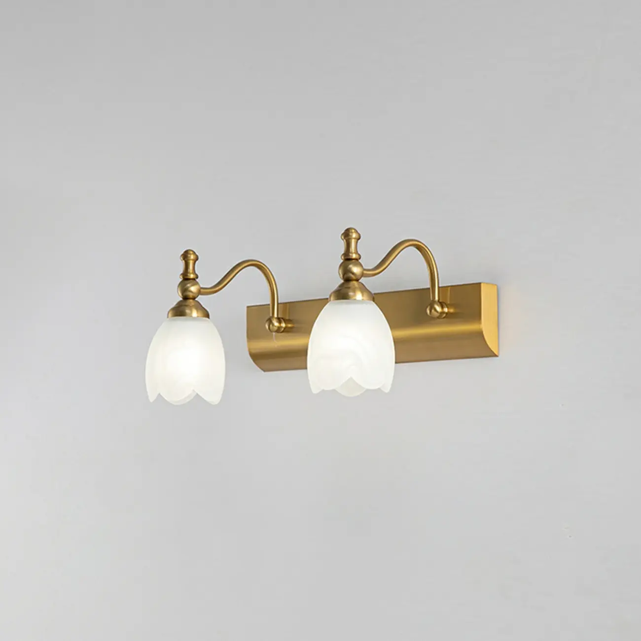 Elegant White Floral Shade Modern Gold Vanity Light for Bathroom | homeyfad