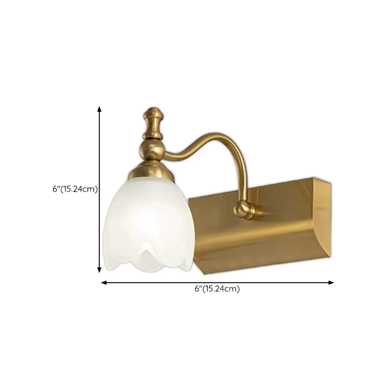 Elegant White Floral Shade Modern Gold Vanity Light for Bathroom #size