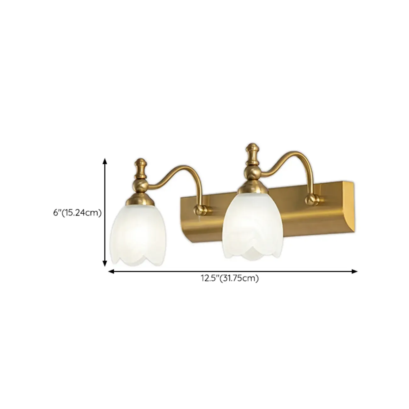 Elegant White Floral Shade Modern Gold Vanity Light for Bathroom