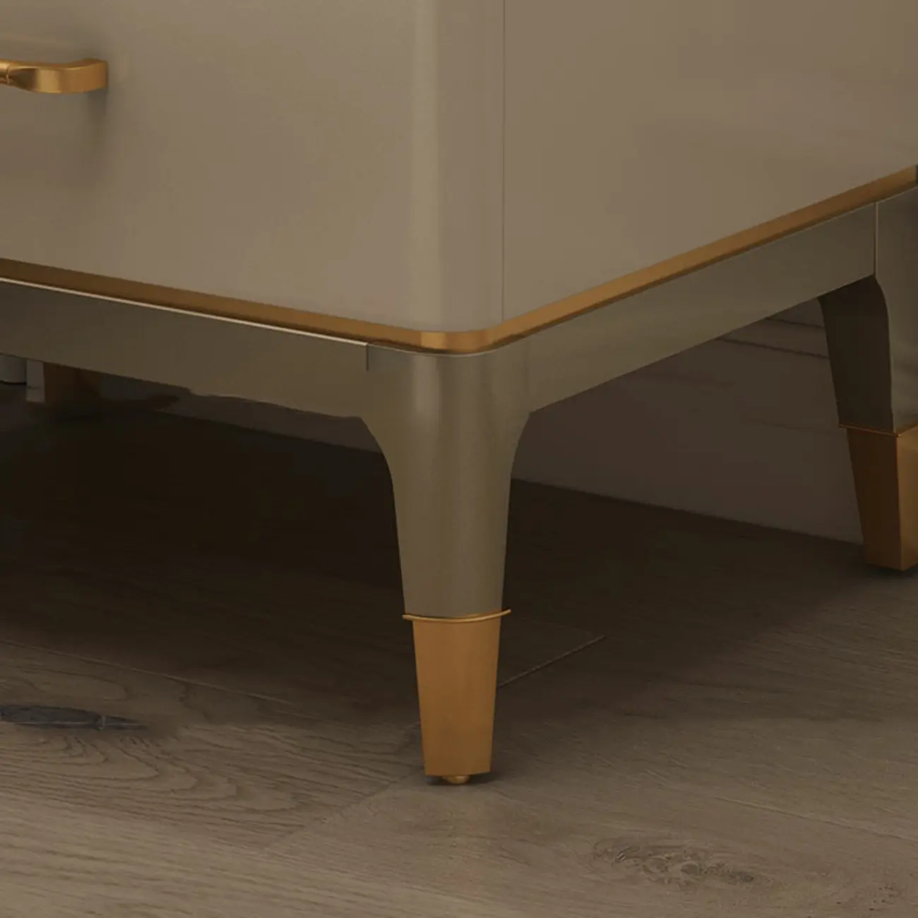 Glam Gold White Metallic Top 2-Drawer Nightstand Image - 4 | homeyfad