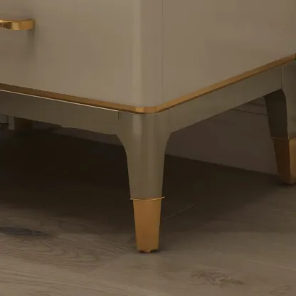 Glam Gold White Metallic Top 2-Drawer Nightstand Image - 4