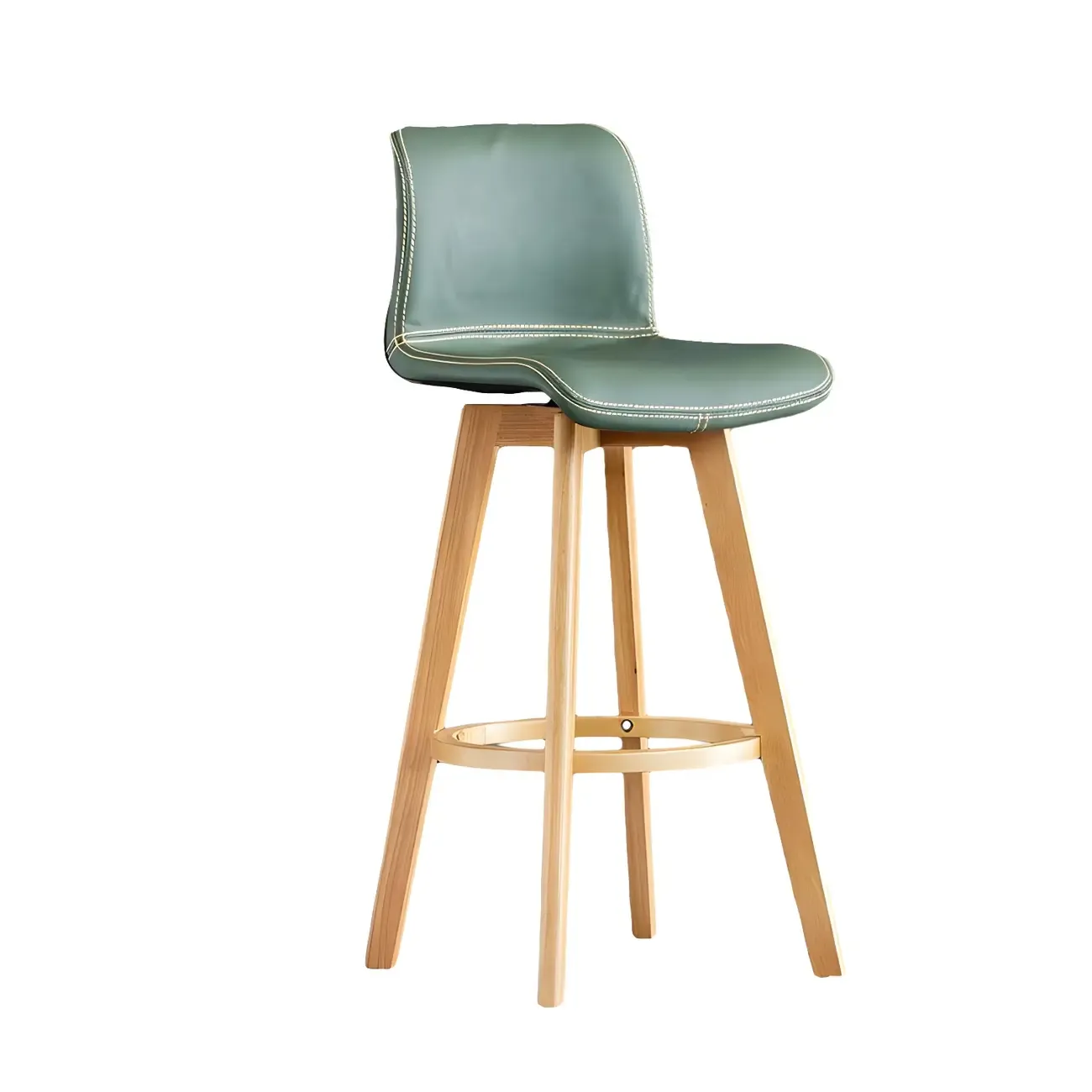 Saddle Leather Counter Height Low Back Swivel Bar Stools Image - 10