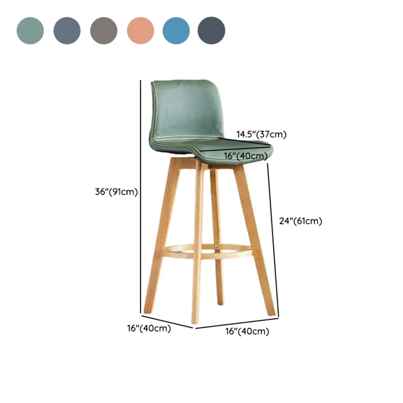 Saddle Leather Counter Height Low Back Swivel Bar Stools #size