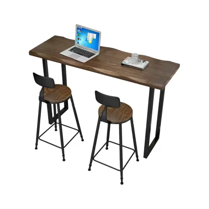 Modern Brown Pine Wood Top Iron Sled Bar Table  Image - 5