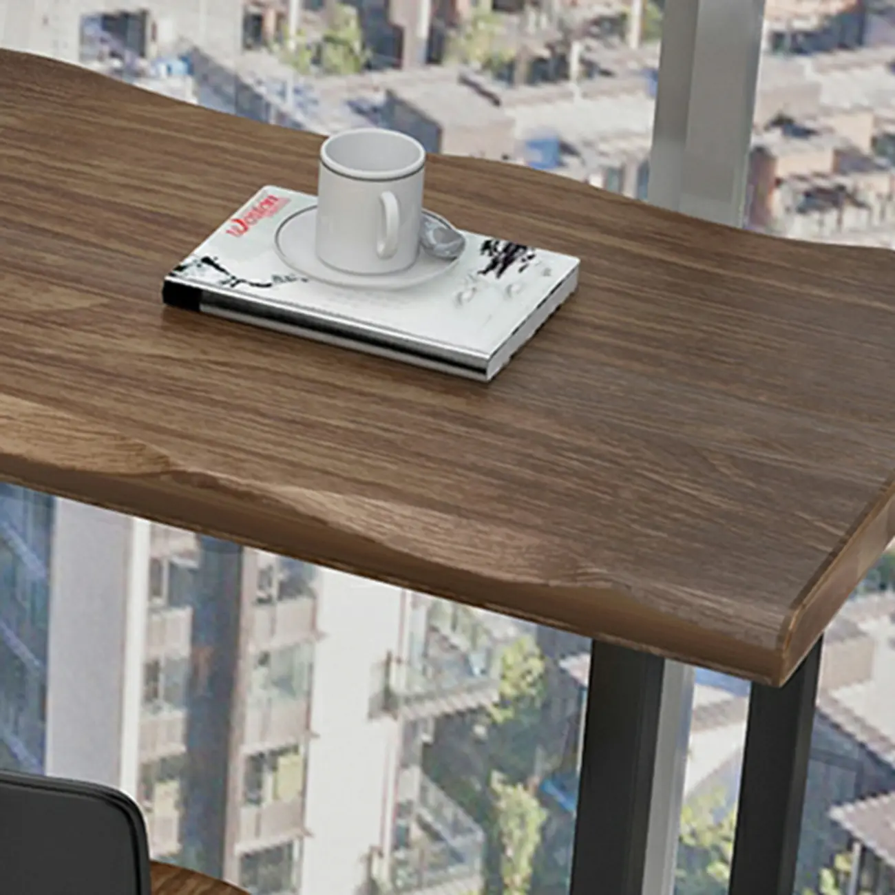 Modern Brown Pine Wood Top Iron Sled Bar Table  Image - 7 | homeyfad