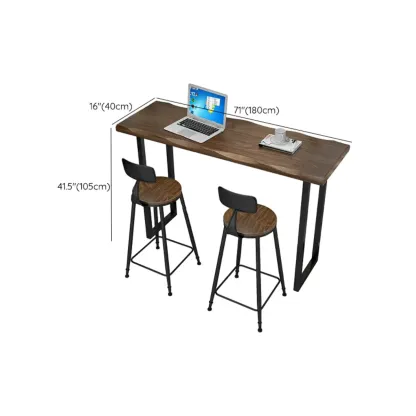 Modern Brown Pine Wood Top Iron Sled Bar Table  Image - 14