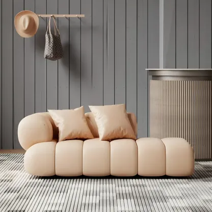 Modern Flannel Chaise Lounge with Tufted Seat for Living Room Image - 1