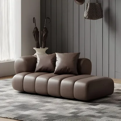 Modern Flannel Chaise Lounge with Tufted Seat for Living Room Image - 2