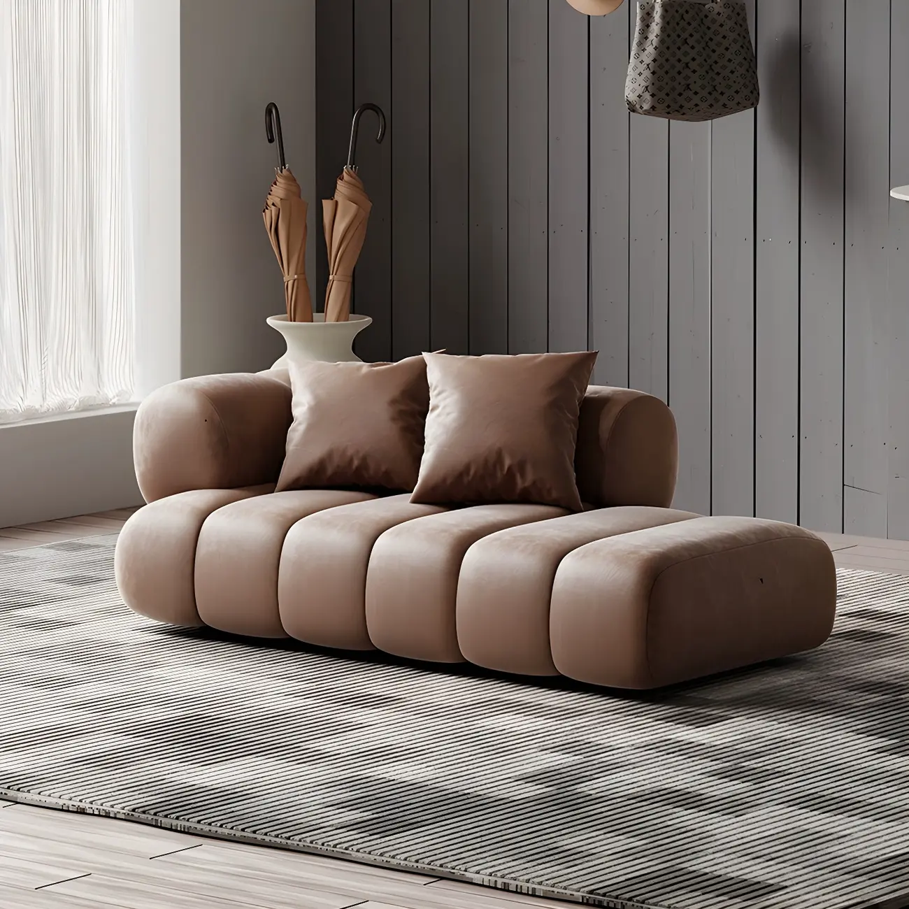 Modern Flannel Chaise Lounge with Tufted Seat for Living Room Image - 5 | homeyfad