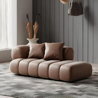 Modern Flannel Chaise Lounge with Tufted Seat for Living Room Image - 6