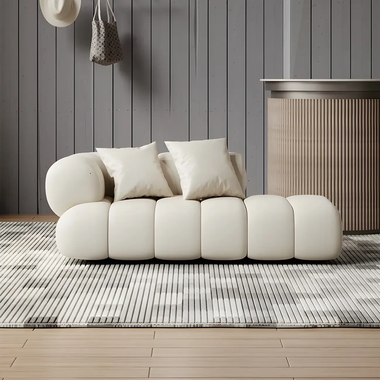 Modern Flannel Chaise Lounge with Tufted Seat for Living Room Image - 7