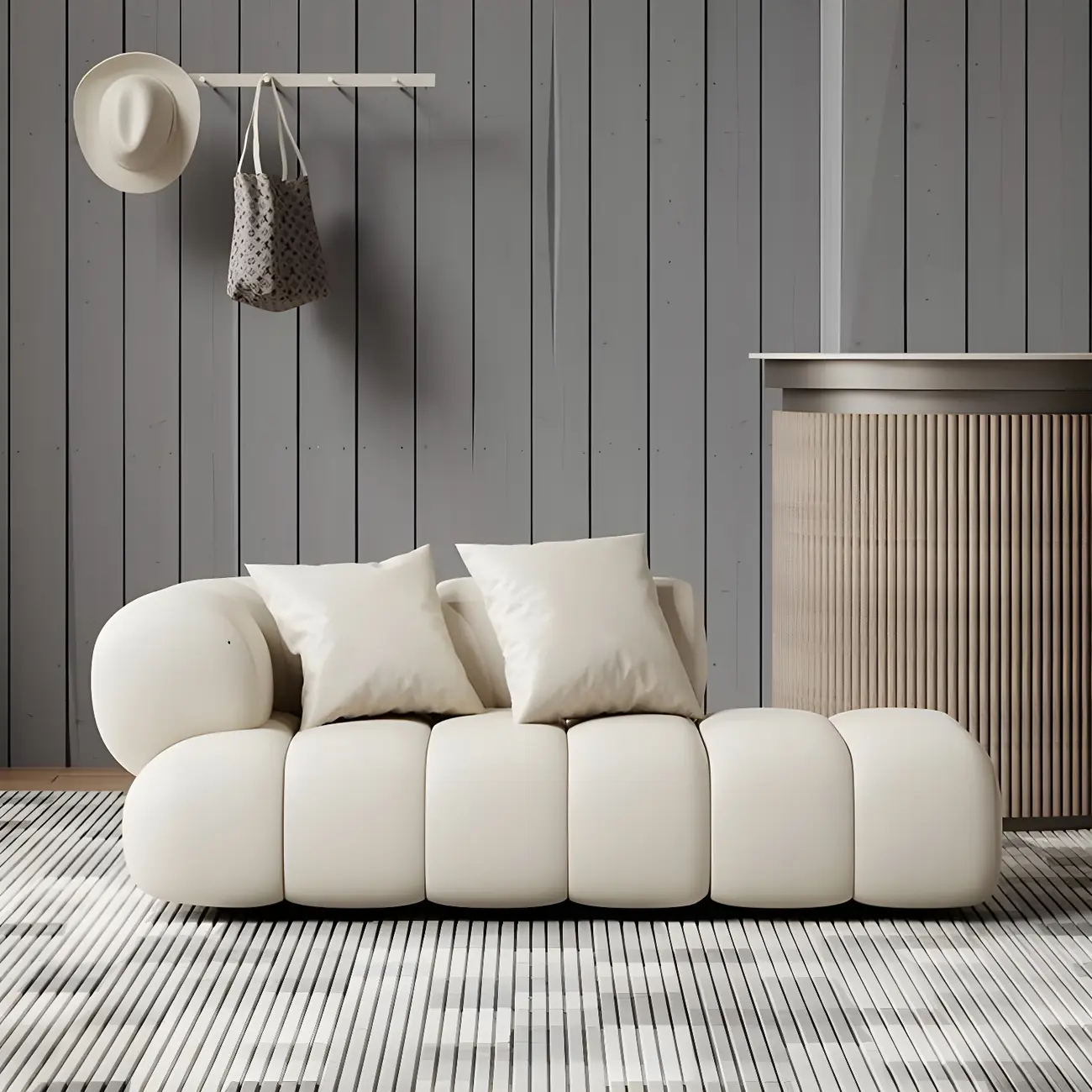Modern Flannel Chaise Lounge with Tufted Seat for Living Room Image - 8 | homeyfad
