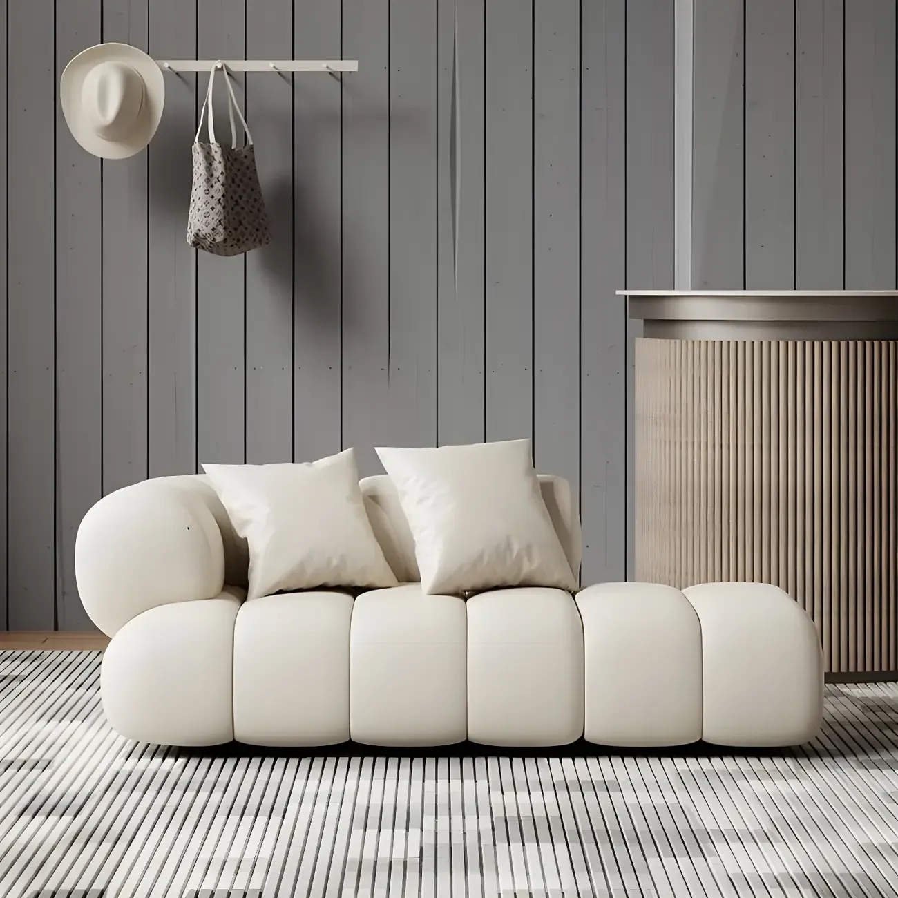 Modern Flannel Chaise Lounge with Tufted Seat for Living Room Image - 8