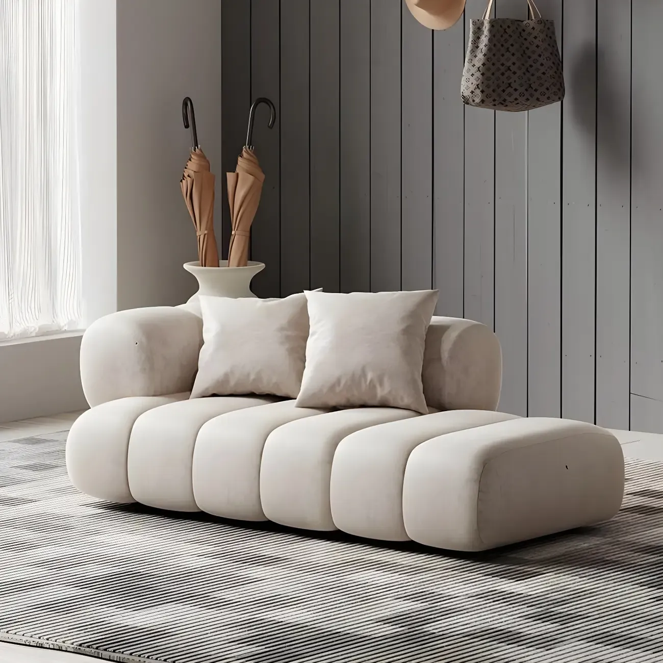 Modern Flannel Chaise Lounge with Tufted Seat for Living Room Image - 10