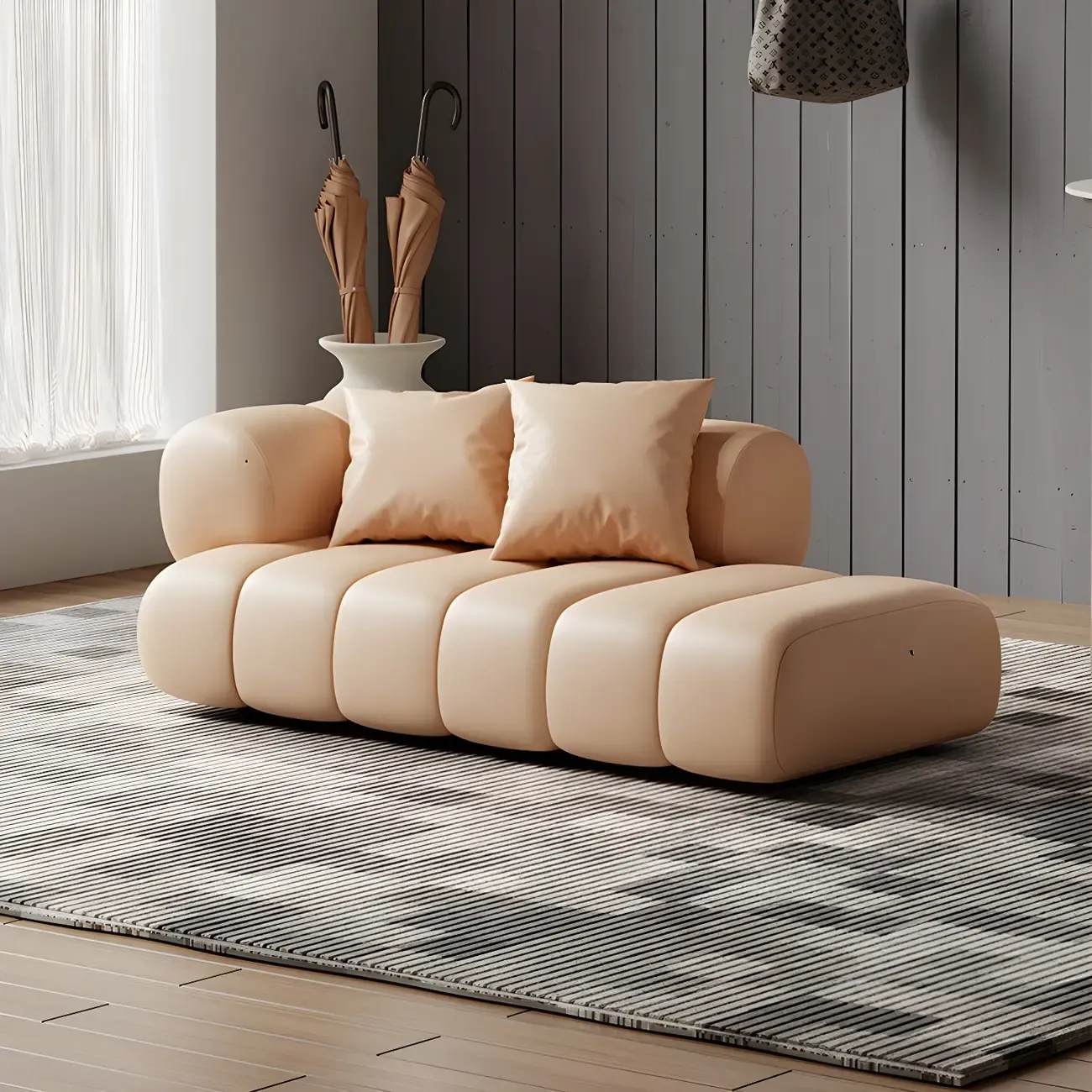 Modern Flannel Chaise Lounge with Tufted Seat for Living Room Image - 13