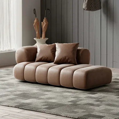 Modern Flannel Chaise Lounge with Tufted Seat for Living Room Image - 14