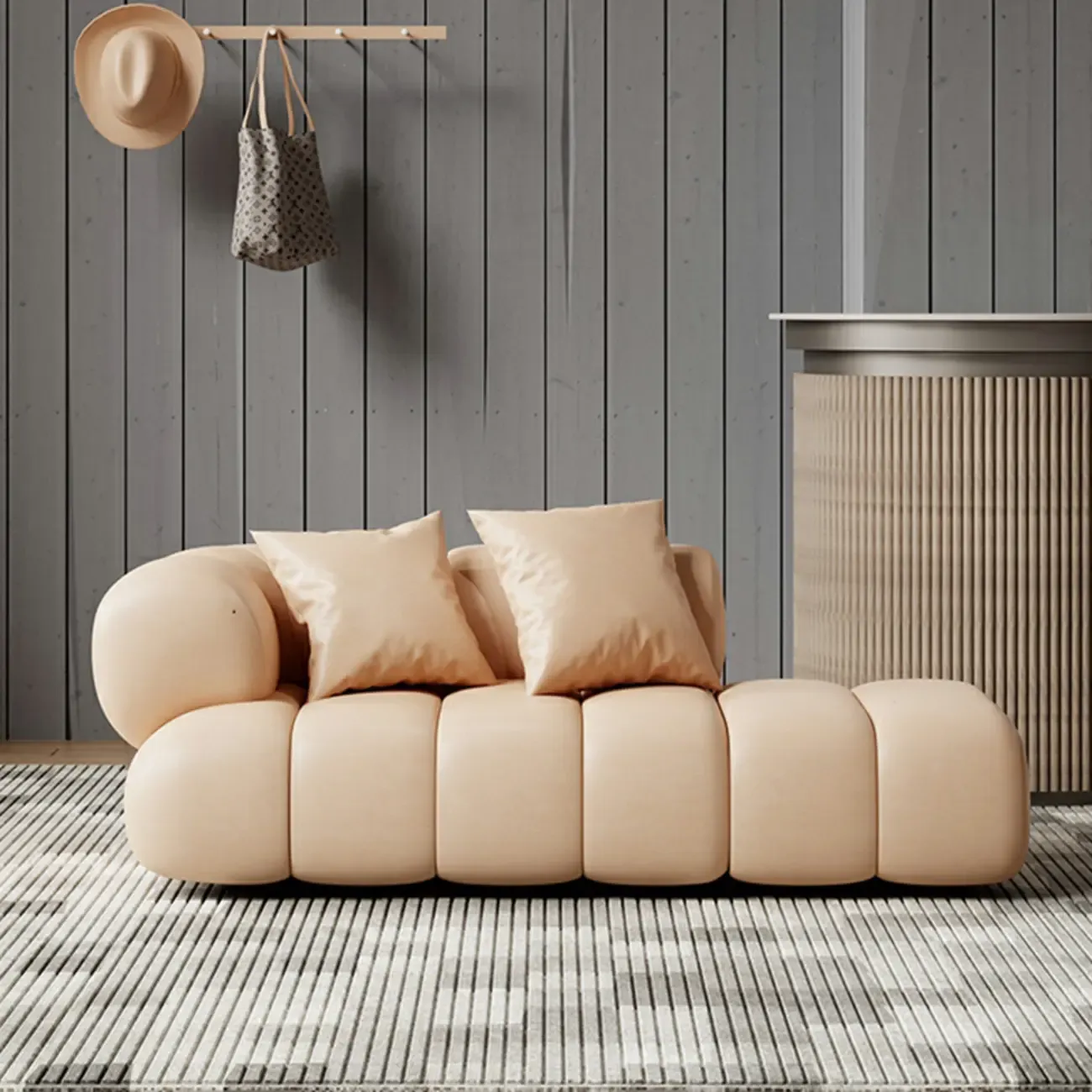Modern Flannel Chaise Lounge with Tufted Seat for Living Room Image - 15