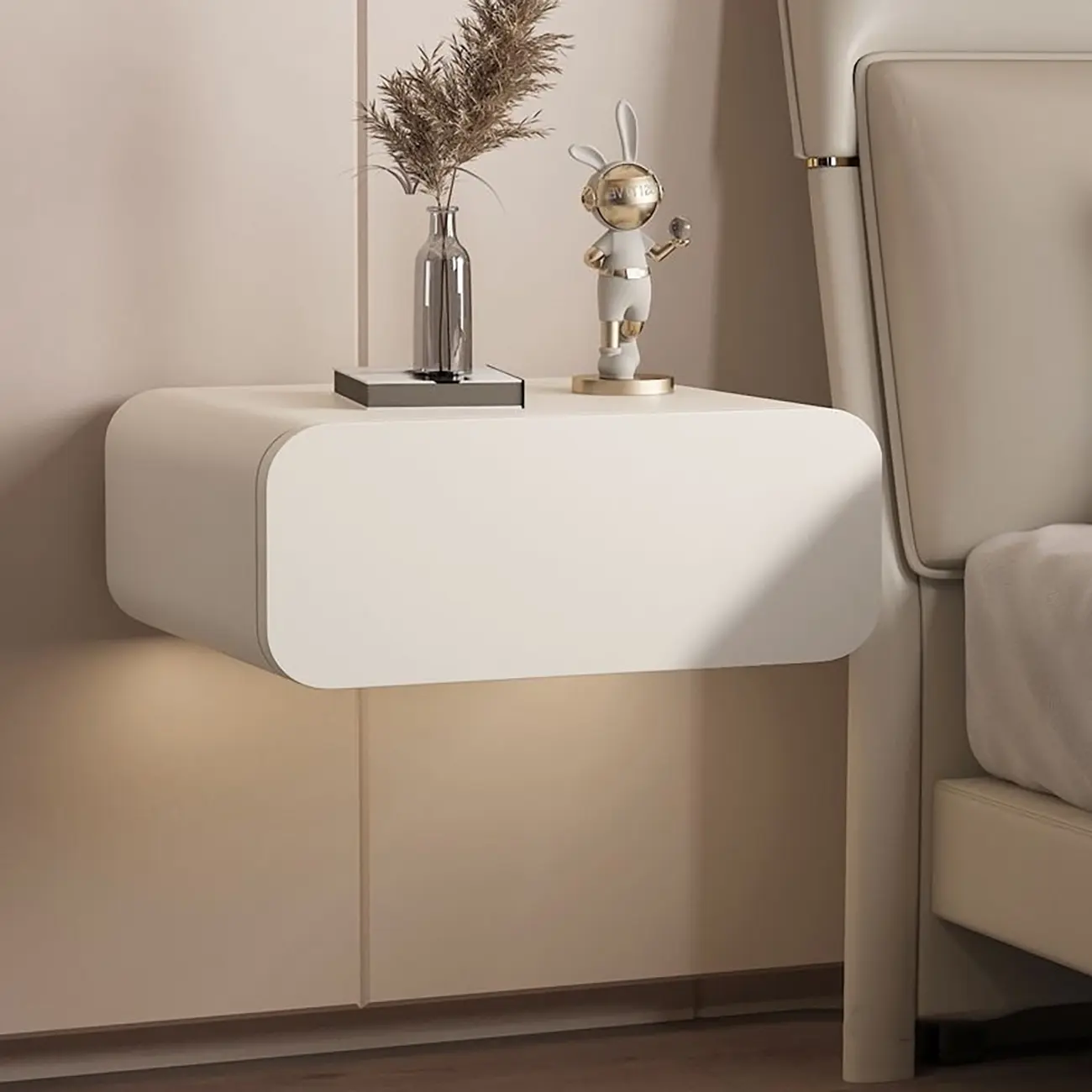 Modern Solid Wood Rock Slab Top Wall-Mounted Nightstand Image - 1 | homeyfad