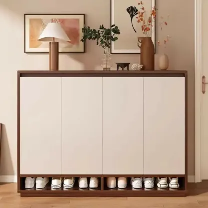 Entryway Rectangular Adjustable Wood Shoe Cabinet with Door Image - 1