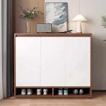 Entryway Rectangular Adjustable Wood Shoe Cabinet with Door Image - 4