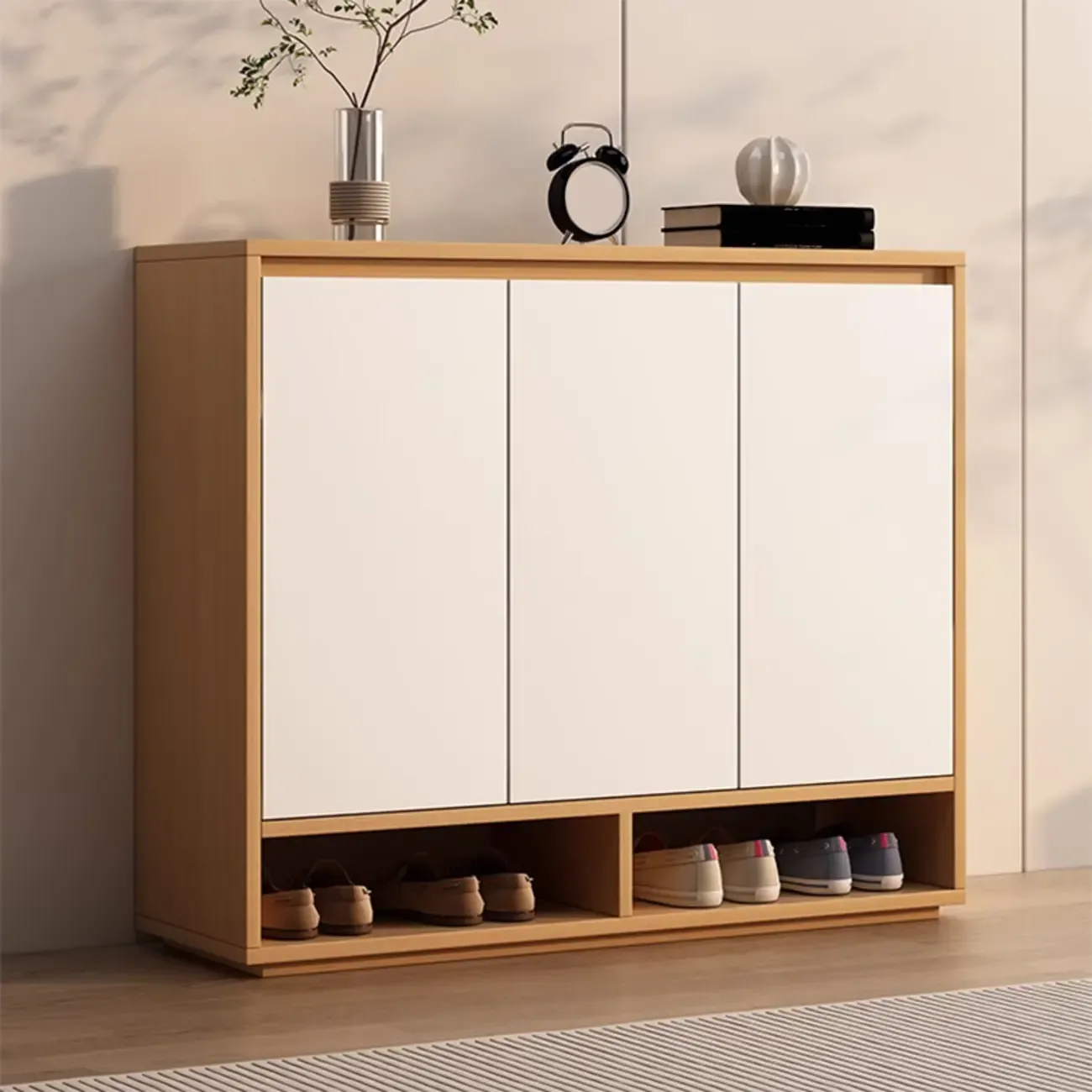 Entryway Rectangular Adjustable Wood Shoe Cabinet with Door Image - 8